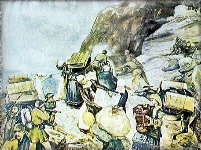 Η πορεία προς το μέτωπο Νύκτα πάνω στη νύχτα, βαδίζαμε ασταμάτητα, ένας πίσω από τον άλλο, ίδια τυφλοί. Με κόπο ξεκολλώντας το ποδάρι από τη λάσπη, όπου φορές, εκατουβάλιαζε ίσαμε το γόνατο.
