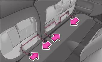 64 Καθίσματα και χώροι φόρτωσης Επαναφορά καθισμάτων Σηκώστε την πλάτη του πίσω καθίσματος κατά ένα μέρος και τοποθετήστε τα προσκέφαλα.