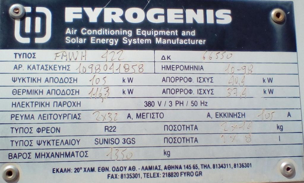ΙΜΑΤΙΣΜΟΥ FYROGENIS FAWH 4 ΣΤΟ Σ.Π.Κ.