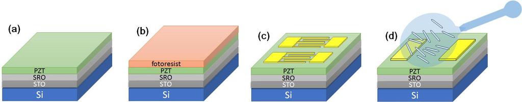 izopropilic ultrapur prin ultrasonare si sunt plasate intre electrozii metalici interdigitati pentru a fi ulterior contactate prin litografie cu electroni (EBL). Figura 8.