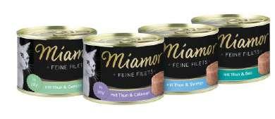 MIAMOR Feine Filets σε ζελέ (185 g) Εκλεκτά φιλέτα Miamor! Πλήρης, ισορροπημένη, εύπεπτη και πολύ εύγεστη τροφή για γάτες με υψηλής ποιότητας συστατικά.
