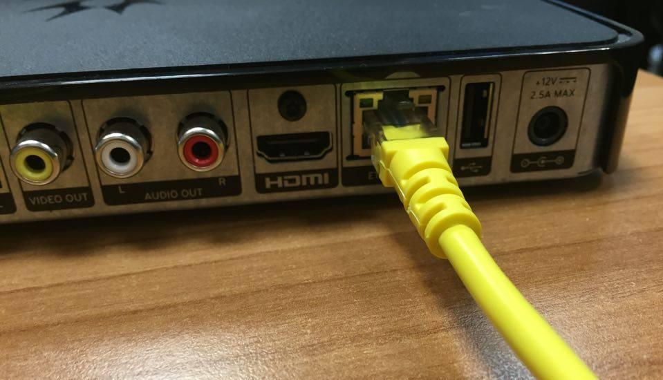 καλώδιο δικτύου από το router με τον αποκωδικοποιητή μας στην