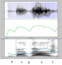 130 Д Е ЈА Н С РЕ ДО Ј Е ВИ ћ, ЉИ ЉА Н А С У Б О Т И ћ Сли ка 7: Спек тро грам речи бага ж (Багаж на француском значи пртљаг) (Г6) 55 Сли ка 8: Спек тро грам речи бàга ж (Багаж на француском значи