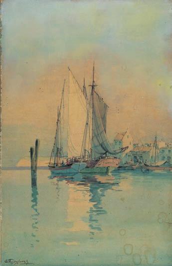 Βενετία. Ὑδατογραφία σέ χαρτί, 290 x 450 mm. Ὑπογεγραμμένη καί χρονολογημένη κάτω ἀριστερά: «Αἰ Προσαλέντης 1904».
