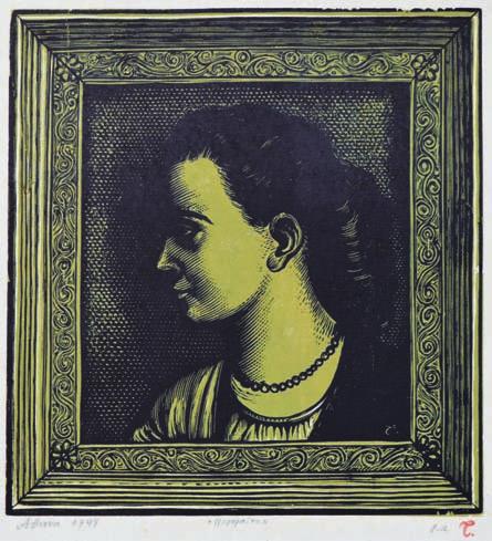 467 ΤΑΣΣΟΣ, Α. Πορτραῖτο. 1948. Δίχρωμη ξυλογραφία σέ πλάγιο ξύλο, 308 x 285 mm.