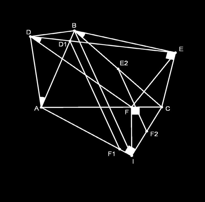 Bài 3: Cho tam giác ABC. Dựng ra phía ngoài trên hai cạnh của tam giác đó hai tam giác vuông ABD và BCE sao cho: DAB = EBC = 3 ; D= E = 9. Lấy F CF trên AC sao cho: =. Tìm ba góc của tam giác DEF.