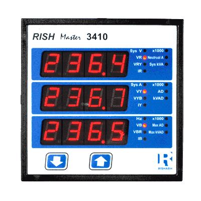 Universal : 40-300V AC/DC Self-Powered : Input Voltage :70-250VAC, L-N 1910 3 Rish Delta Power ( 14 mm ) Fully programmable, True RMS, Measure : V, I, F, W, VA, VAr, R un hour, On hour, RPM & No.