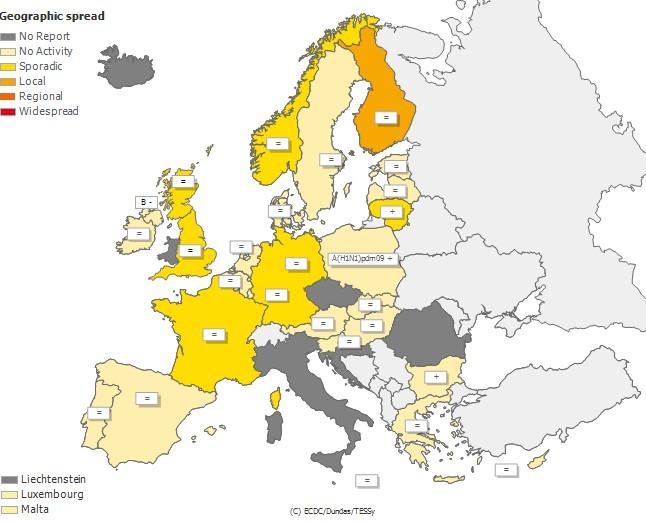 εβδομαδιαία έκθεση για τη δραστηριότητα της γρίπης στην