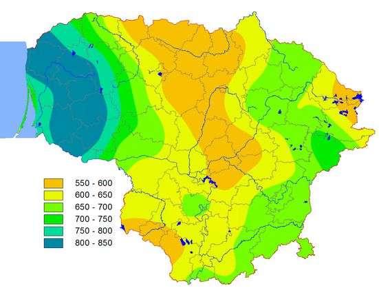 Lietuvos teritorijos vandens balansas 1 LIETUVOS TERITORIJOS VANDENS BALANSAS Vidutiniškai per metus Lietuvos teritorijoje iškrinta apie 750 mm kritulių.