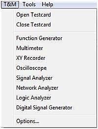 Network Analyzer (Αναλυτής Δικτύων)/ Logic Analyzer (Λογικός Αναλυτής)/ Digital Signal Generator (Ψηφιακή Γεννήτρια Σήματος) επιλέγουμε όργανα μετρήσεων.
