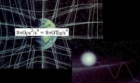 Priložena slika kaže prispodobo ukrivljenosti prostora zaradi mase Zemlje (desni spodnji kot pa prikazuje nekoliko pretirano ukrivljeno pot žarkov iz oddaljene zvezde po ukrivljenem prostor-času) to