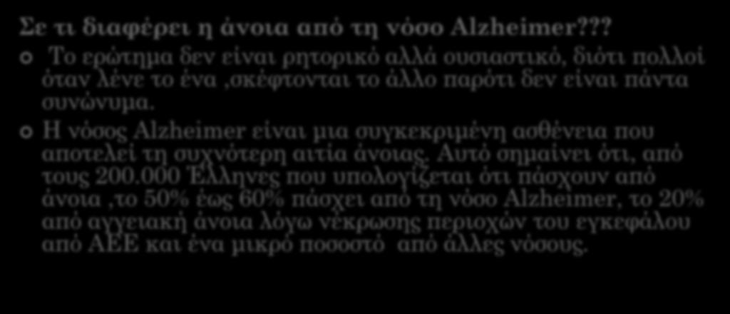 Σε τι διαφέρει η άνοια από τη νόσο Alzheimer?