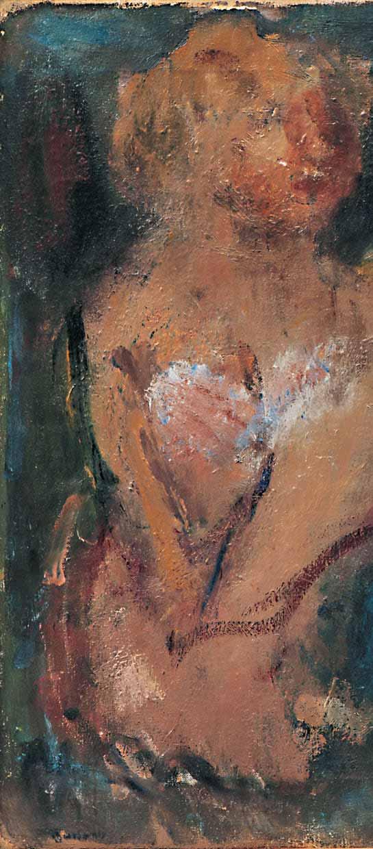 *4 Γιώργος Μπουζιάνης (1885-1959) Τρεις μορφές (Γυναίκες και παιδί) [π. 1950] υπογεγραμμένο κάτω αριστερά: Busianis και στην πίσω όψη: Γ. Μπουζιάνης και Yo.