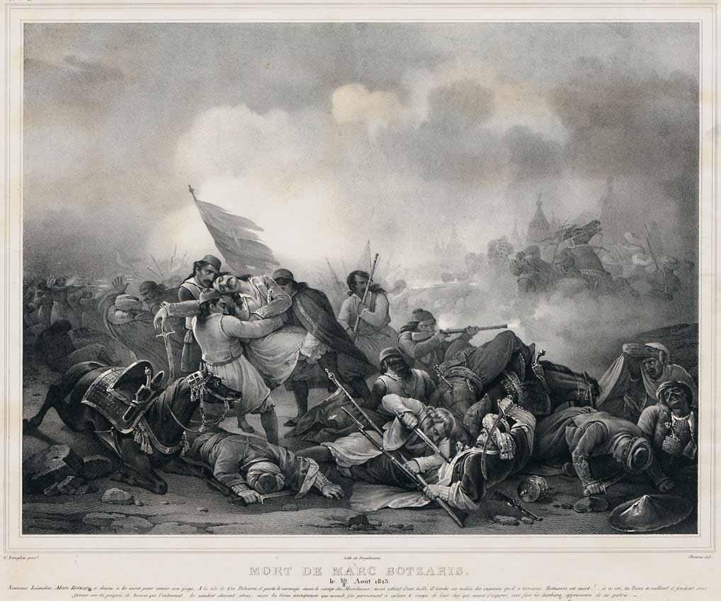 119 Jean-Charles Langlois (1789-1870) Mort de Marc Botzaris, le 20/8 Août 1823 (Παρίσι, Lith.