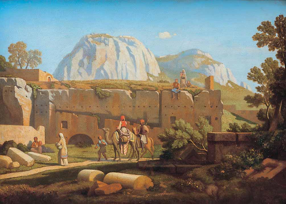 161 Théodore Caruelle d Aligny (1798-1871) Κόρινθος σφραγίδα του εργαστηρίου του καλλιτέχνη κάτω δεξιά (μονόγραμμα) λάδι σε μουσαμά, 70 x 99 cm. 30.000-40.
