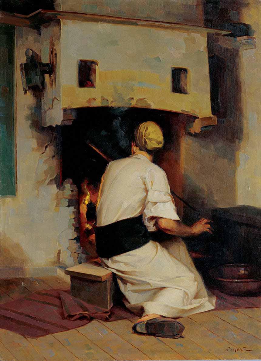 *7 Απόστολος Γεραλής (1886-1983) Το καβούρδισμα του καφέ υπογεγραμμένο κάτω