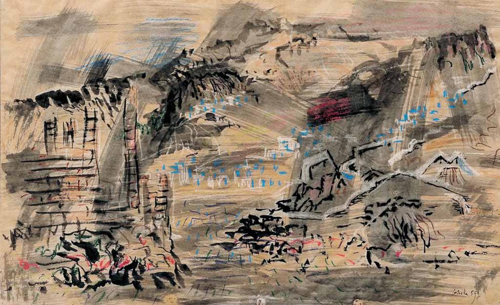 *10 Νίκος Χατζηκυριάκος Γκίκας (1906-1994) Ύδρα υπογεγραμμένο και χρονολογημένο κάτω δεξιά: Ghika 59 μελάνι, αραιωμένο μελάνι και