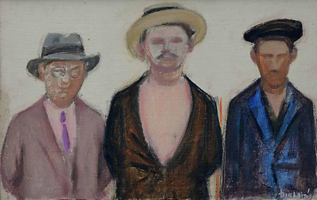 *16 Διαμαντής Διαμαντόπουλος (1914-1995) Τρεις προσωπογραφίες υπογεγραμμένο κάτω δεξιά: Διαμαντόπουλος λάδι σε μουσαμά επικολλημένο σε hardboard, 31 x 48 cm.
