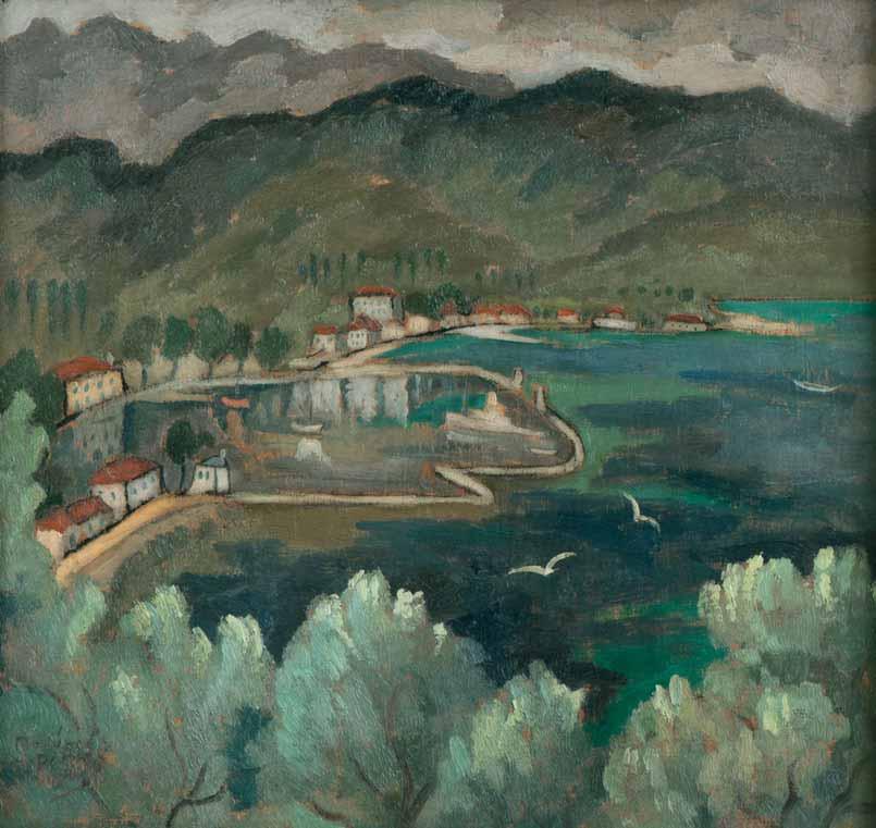 *50 Πολύκλειτος Ρέγκος (1903-1984) Θάσος, λιμένας [1940] υπογεγραμμένο κάτω αριστερά: Πολύκλειτ / Ν.