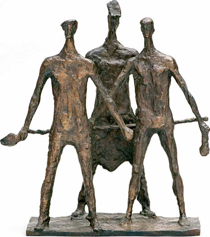 *58 Μέμος Μακρής (1913-1993) Εργάτες [1966] υπογεγραμμένο με αρχικά στη βάση: Α. Μ. χυμένο αργότερα (σφραγίδα χυτηρίου TEP), μπρούντζος, ύψος: 32,5 cm.