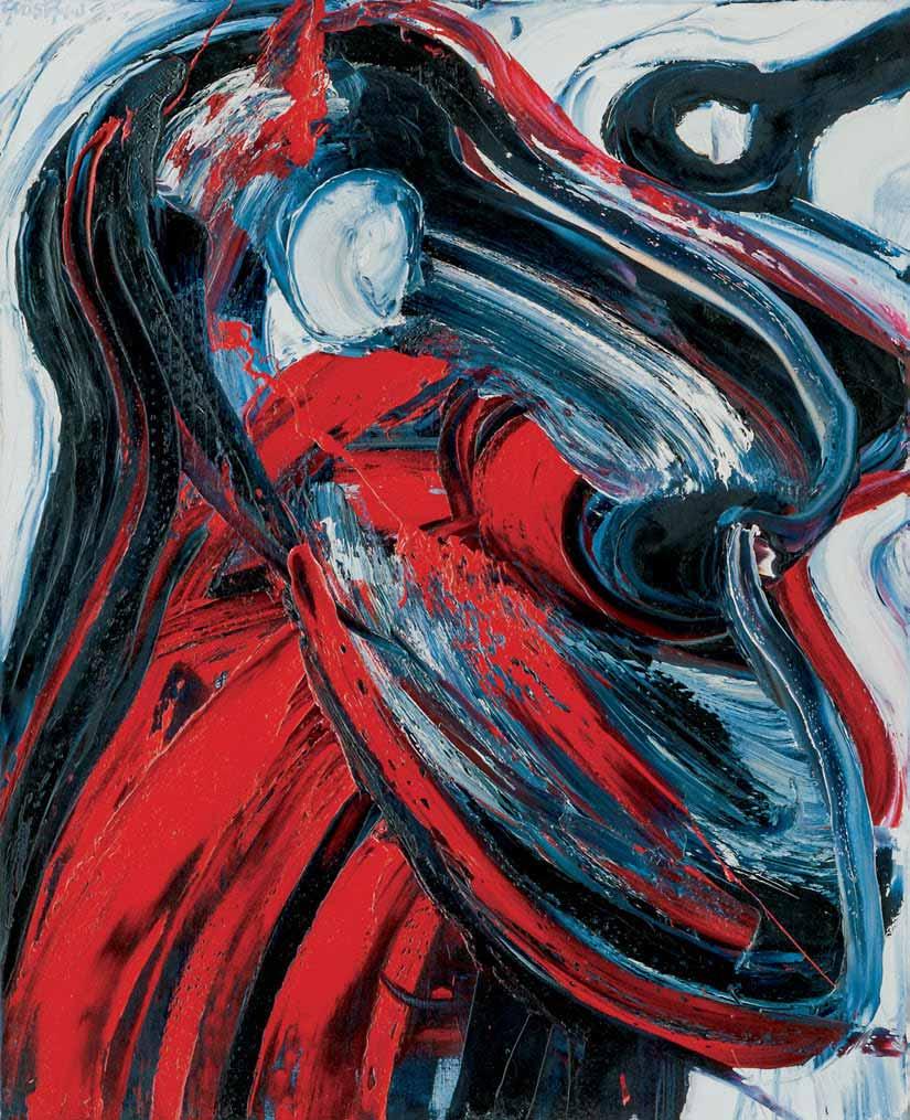 *67 Τζων Χριστοφόρου (1921-2014) Portrait rouge eclaté [1987] υπογεγραμμένο πάνω αριστερά: