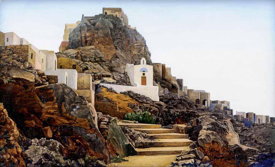 95 Αθήνα αβγοτέμπερα σε χαρτόνι, 25 x 18 cm. 1.500-2.000 *93 Μιχάλης Μακρουλάκης (γ.