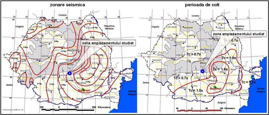 Consideratii tectonice -zona seismică de calcul conform SR 11100/1 1993 este 7 1 ; -conform Normativului P100/1 2006, acceleraţia terenului pentru proiectare a g = 0,20g, iar perioada de control