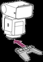 Σύνδεση και αφαίρεση της μίνι βάσης Αφού έχετε αφαιρέσει τη μονάδα φλας από την κάμερα, για να την τοποθετήσετε και να τη χρησιμοποιήσετε αυτόνομα για φωτογράφιση με ασύρματο φλας συνδέστε την