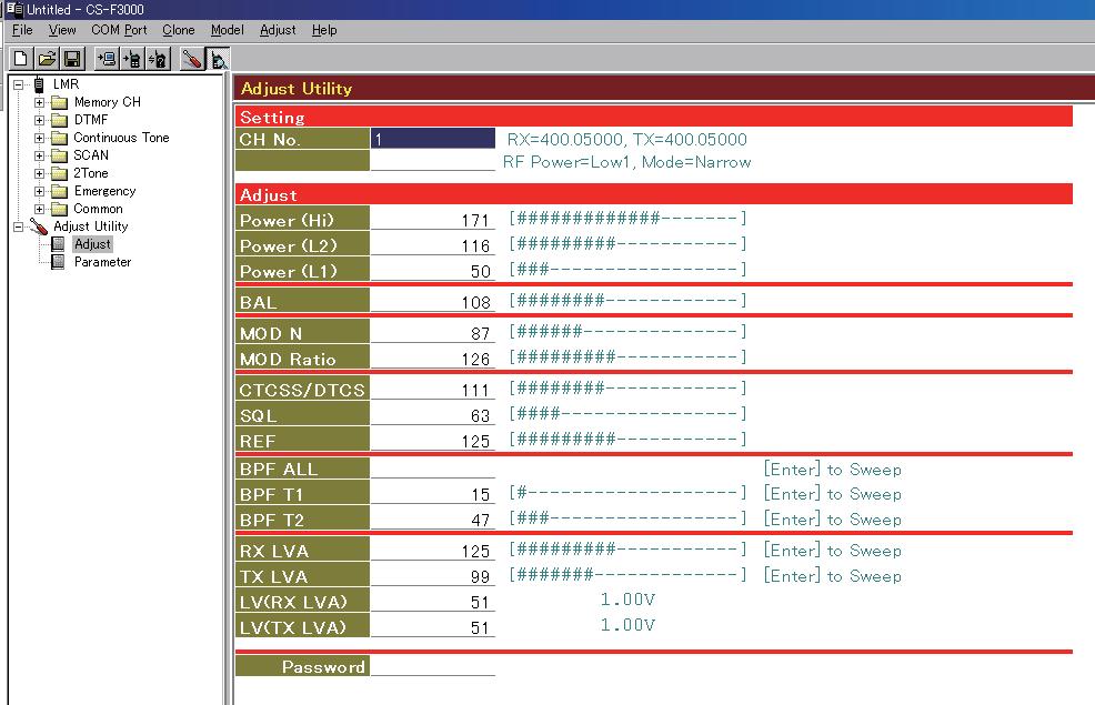 ADJUSTMENT UTILITY Click or [Read < TR] in the [Adjust] menu to open the "Adjust Utility" window as