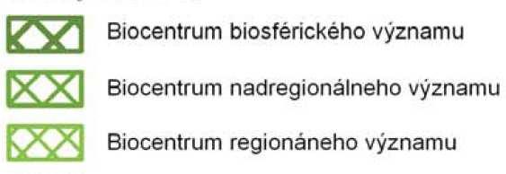 Vysvetlivky: dotknuté územie Chránené a cenné územia alebo prvky prírody sú zaznamenané v mape pozitívnych prvkov v krajine (nasledujúci obrázok).