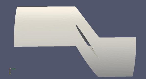 Σχήμα 4.2: Γεωμετρία της περιστρεφόμενης πτερύγωσης συμπιεστή. Πάνω: όψη από κέλυφος (shroud), Κάτω: όψη από περιοδικό όριο.