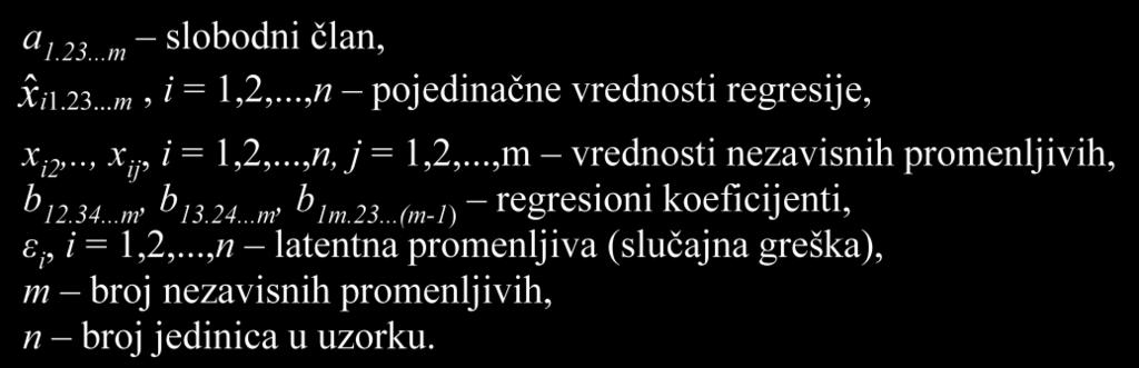 Višestruka regresija i korelacija Ako se ispituje zavisnost jedne pojave od dve ili više nezavisnih pojava, onda se govori o višestrukoj ili multiploj regresiji.