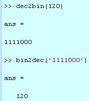 دستور تبدیل داده ها dec2bin و :bin2dec به