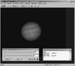 Планетарна астрофотографија са web-камером којом се учитава фајл imgr1.fit који садржи први фрејм.