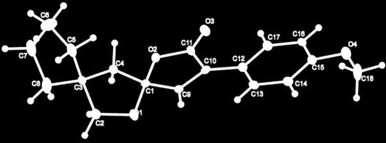 3-(4-Methoxyphenyl)-1, 13-dioxadispiro [4.1.4 7.2 5 ] tridec-3-en-2-one (3bc): Following the General Procedure, to the reaction mixture of (1-(prop-2-yn-1-yl) cyclopentyl) methanol (1b) (0.1 g, 0.