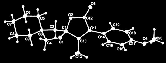 4-Methyl-3-phenyl-1, 14-dioxadispiro [4.1.5 7.2 5 ] tetradec-3-en-2-one (6ab): Following the General Procedure, to the mixture of (1-(but-2-yn-1-yl) cyclohexyl) methanol (4a) (0.05 g, 0.