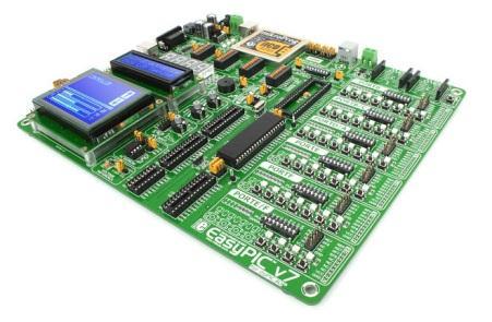 لمختلف انواع PIC microcontrolrs وكذلك تم توص ل مفات ح ومصابح للفحص وجهزت بوحدات 7 segment,lcd character 16*2, graphic lcd وغ رها من الوحدات مثل الذاكرة وحدات دخل تماثل ة والكث ر ما عل ك سوا شرائها من
