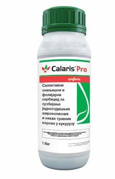 CALARIS PRO AKTIVNA MATERIJA: Mezotrion 50 g/l + Terbutilazin 326 g/l FORMULACIJA: SC koncentrovana suspenzija HERBICIDI DELOVANJE: zahvaljujući različitom spektru, načinima i mehanizmima aktivnih