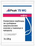 PEAK 75 WG HERBICIDI AKTIVNA MATERIJA: Prosulfuron 750 g/kg FORMULACIJA: WG - vodorastvorljive granule DELOVANJE: herbicid iz grupe Sulfonilurea koji se usvaja lišćem i korenom.