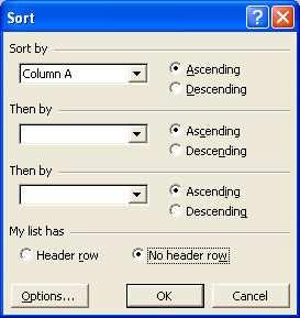 Microsoft Excel XP Sortiranje po: 1. kriteriju sortiranja 2. kriteriju sortiranja Rastući niz Padajući niz 3.