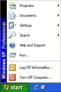 Windows XP Klasični izbornik Start Izbornik Start Ovaj, početni izbornik, kao i izbornici na drugim razinama, razlikuju se od računala do
