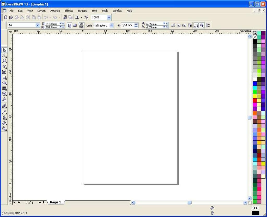 CorelDRAW 12 Vrpca naslova Vrpca izbornika Vrpce s alatima: Odabir veličine prozora Okvir s osnovnim alatima (Toolbox) Horizontalno Vertikalno ravnalo Radna površina za crtanje slike (odabrani format