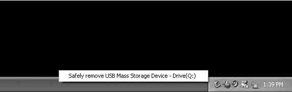 Για την αποσύνδεση του καλωδίου USB 1 Κάντε κλικ στο εικονίδιο [Unplug or eject hardware] στη γραμμή εργασιών κάτω δεξιά της επιφάνειας εργασίας.