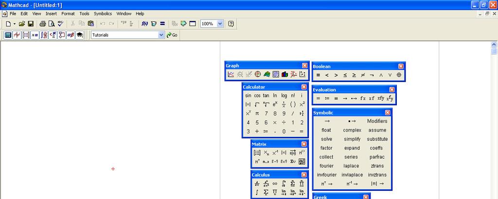 5 SKAIČIAVIMO PROCESO VALDYMAS Windows terpėje inicijavus MathCad programą monitoriaus ekrane atidaromas MathCad langas (žr pav), toliau vadinamas Darbo lapu pav Tipinis MathCad puslapis Valdymo