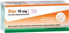 GERAI SVEIKATAI Nuo alergijos ALYR 10 mg, 7 plėvele dengtos tabletės Cetirizino dihidrochloridas 2 99 ALYR skirtas sezoninės ir visus metus besitęsiančios alerginės slogos sukeliamų nosies ir akių