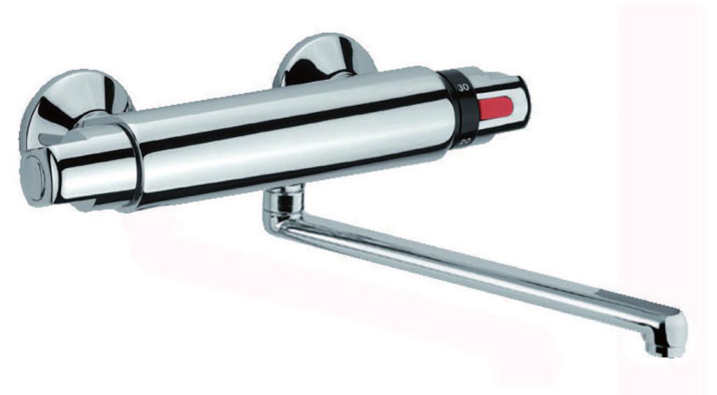 art. 36 CR 0930 Termostatico lavello a muro, canna diritta cm 30 Thermostatic wall sink mixer, 30