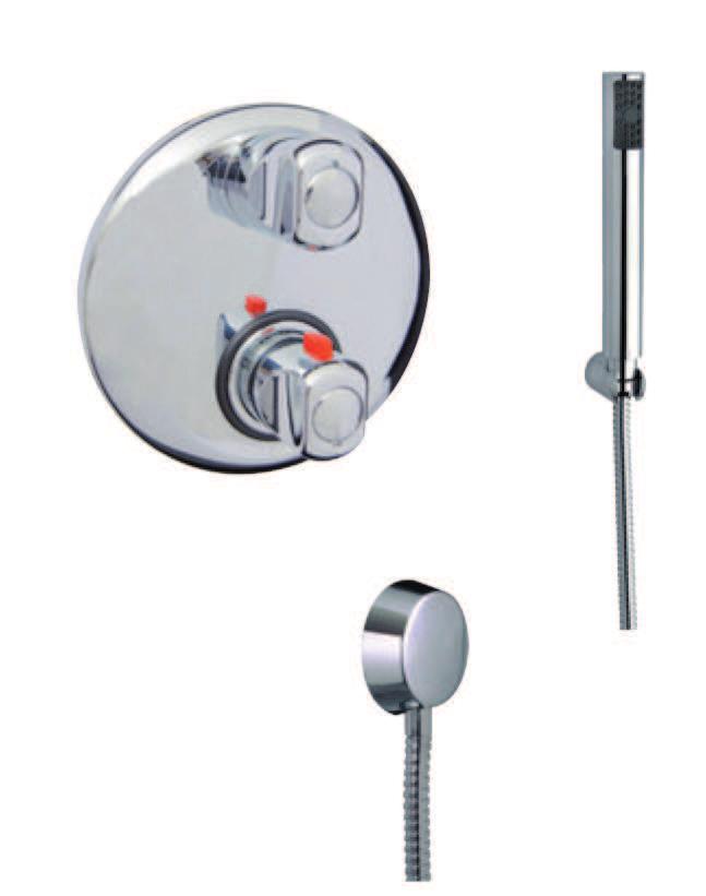 Mitigeur thermostatique douche à encastrer deux sorties avec bras, pomme de douche ronde et bec mural  36 CR 0927 Miscelatore termostatico doccia incasso due uscite 2-way built-in thermostatic shower