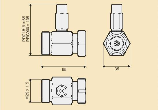 Číslo strany : 75 Uzkopásmové ochrany koaxiálnych vedení PRC 900 PRC 1819 Ochrany PRC využívajú technológiu Lambda 1/4. Vyrábajú sa s rôznymi typmi konektorov.