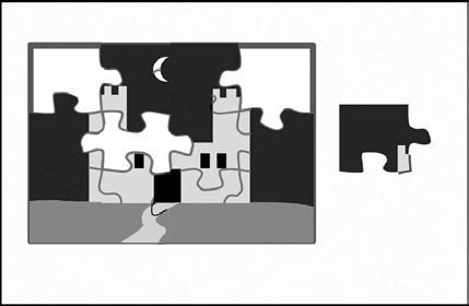 Слика 3.1 Интерфејс The Castle jigsaw puzzle Puzzle игре као што су Snake и Castle, изостављајући сувишне детаље, на једноставан начин представљајући циљну креацију.