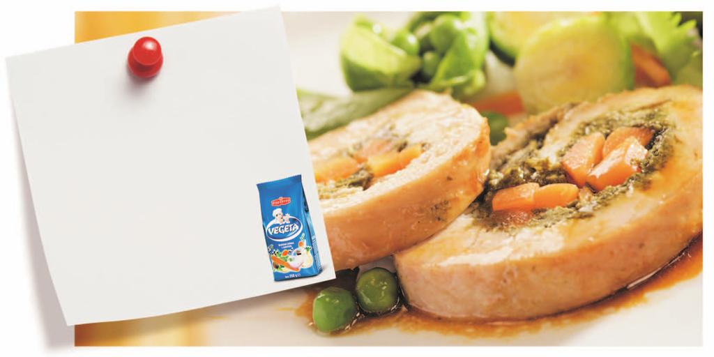 13. Rolada od pureêeg filea za 4 osobe 1 kg pureêeg filea, 2 æliëice Vegete ete, 300 g blitve, 150 g mrkve, 40 g naribanog parmezana, 1/2 æliëice mljevenog papra, 1 ælica kruπnih mrvica, 1/2 æliëice